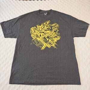 Y2K Fox Racing Men's Graphic T-Shirt Black - Designed To Death Vintage XL